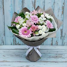 Букет цветов из:  Герберы, Альстромерии и Хризантемы #REPLACE_PRED# Солнечном Хабаровского края