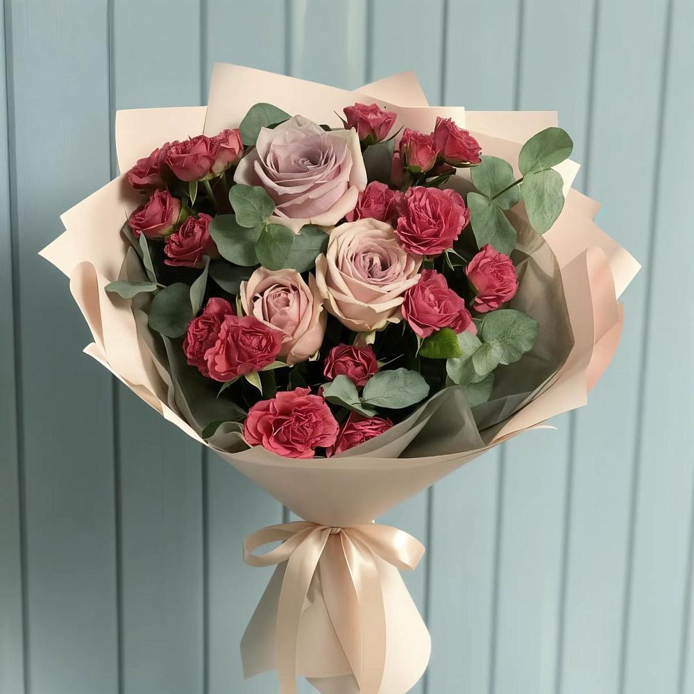 Букет цветов из: Гвоздики и Розы в Солнечном Хабаровского края