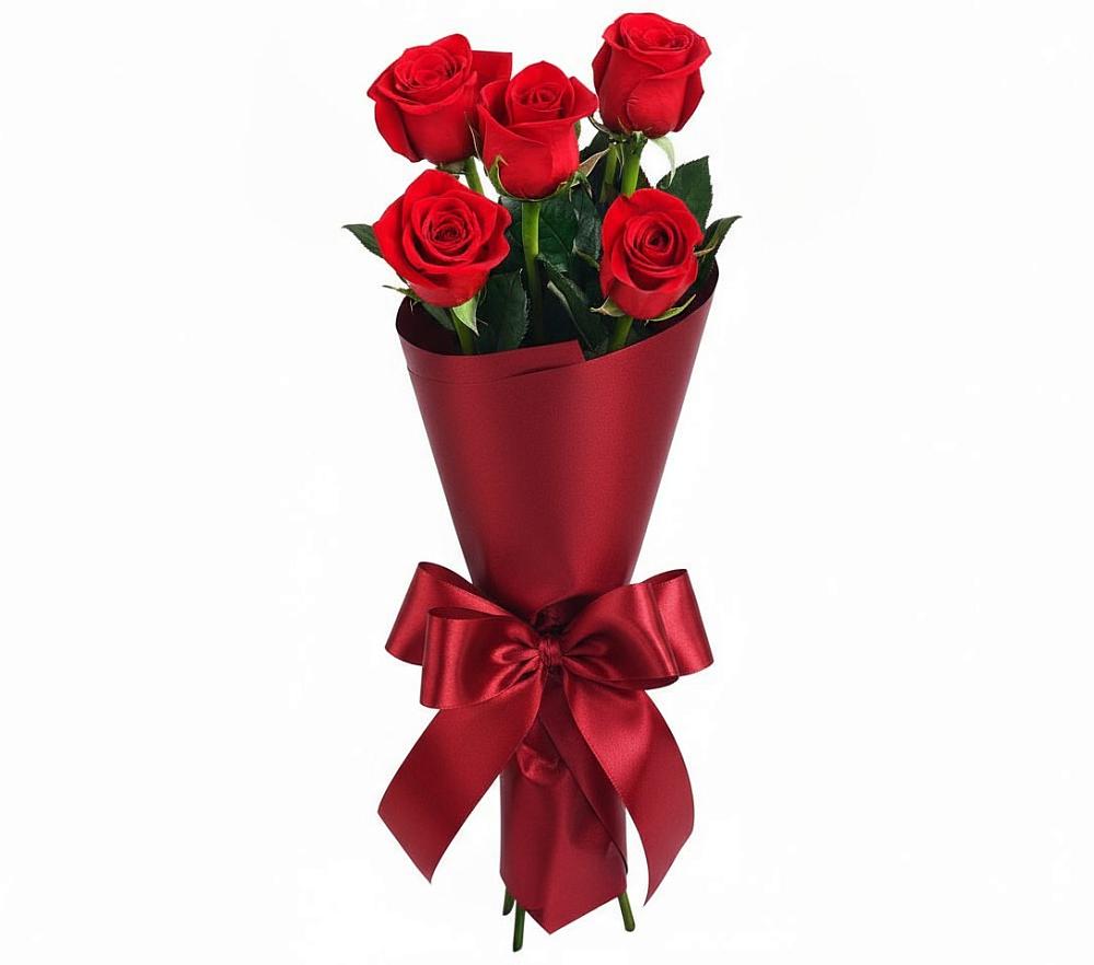 Букет 5 Красных роз Эдлесс Лав в Солнечном Хабаровского края