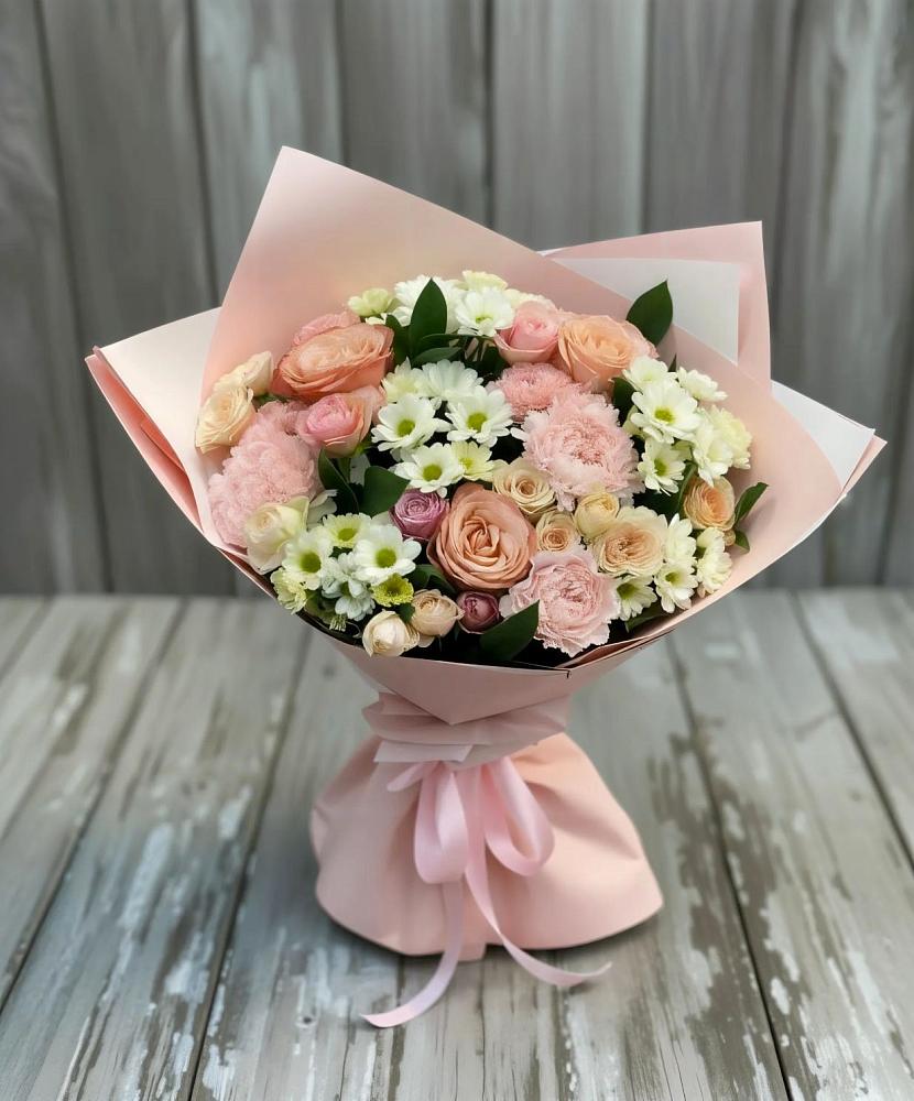 Букет цветов из: Гвоздики, Розы и Хризантемы в Солнечном Хабаровского края