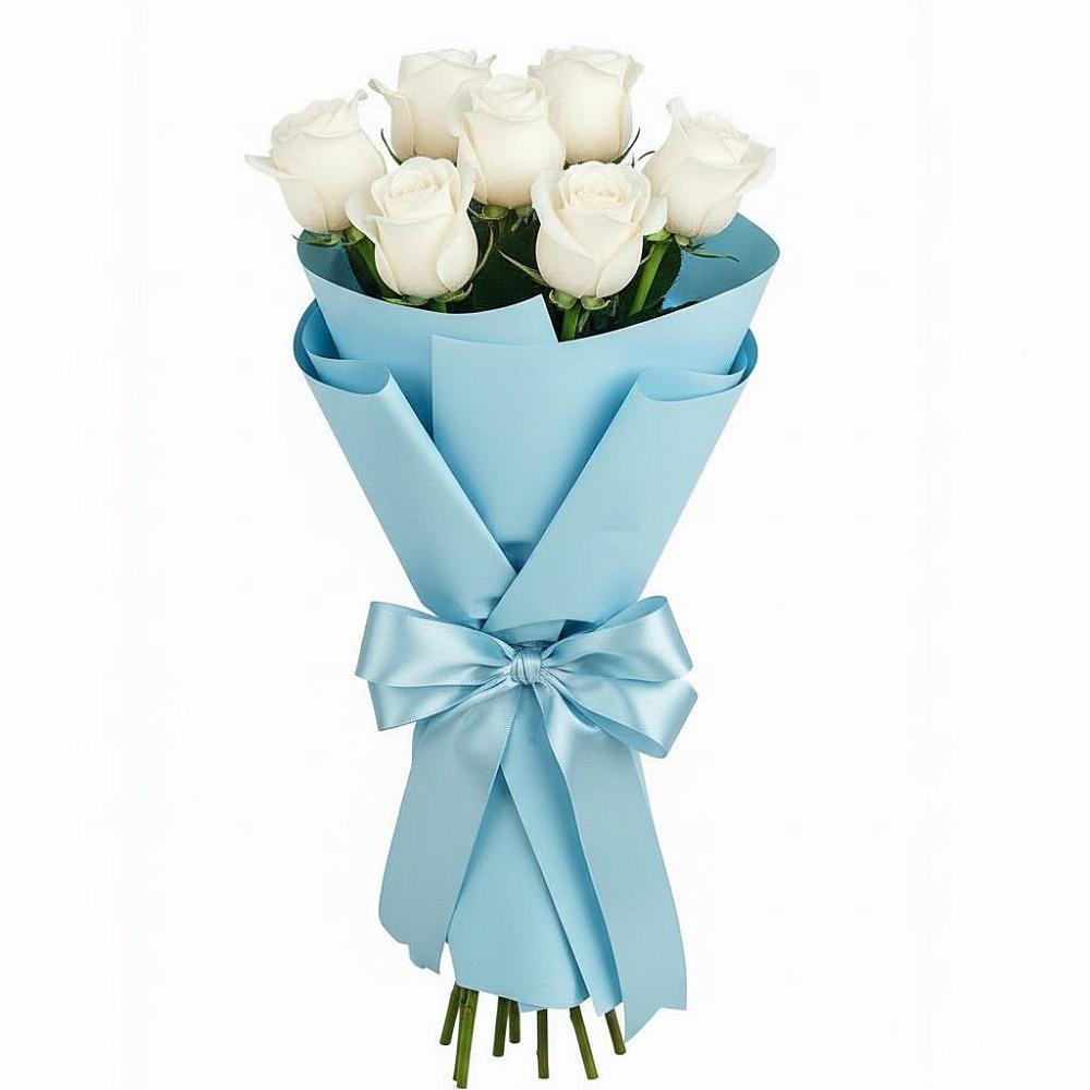 Букет 7 белых роз Проуд в Солнечном Хабаровского края