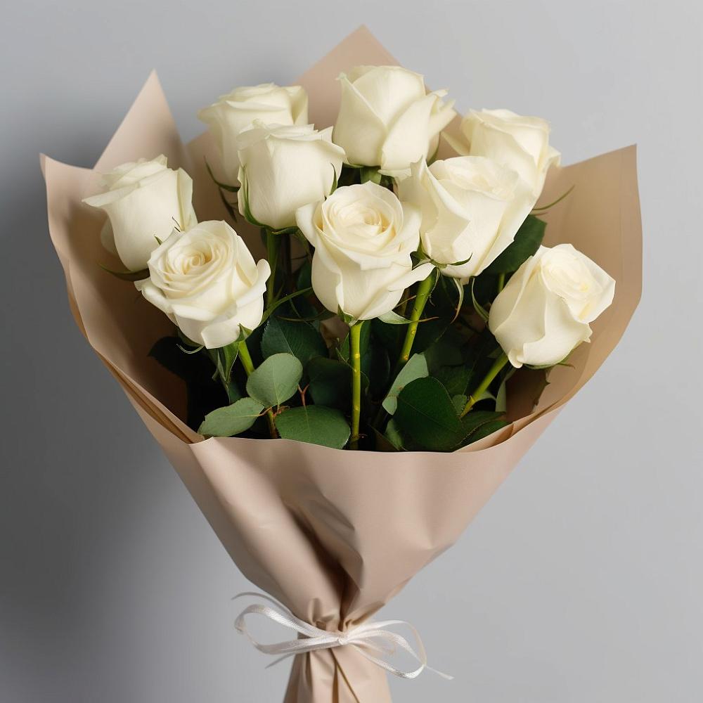 Букет 9 Белых роз Эдлесс Лав в Солнечном Хабаровского края