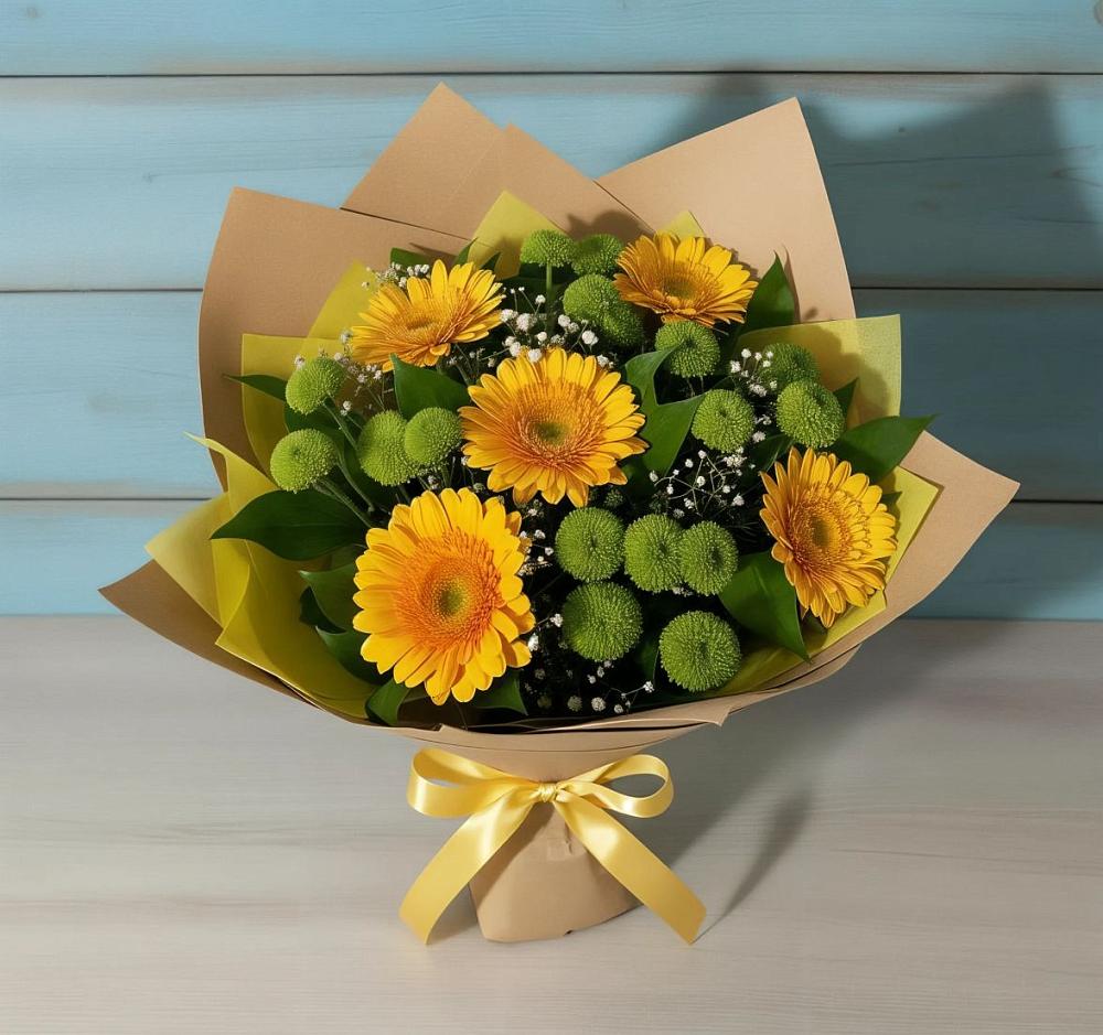 Букет цветов из: Герберы и Хризантемы в Солнечном Хабаровского края