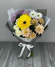 Букет цветов из:  Розы, Герберы и Хризантемы в Солнечном Хабаровского края