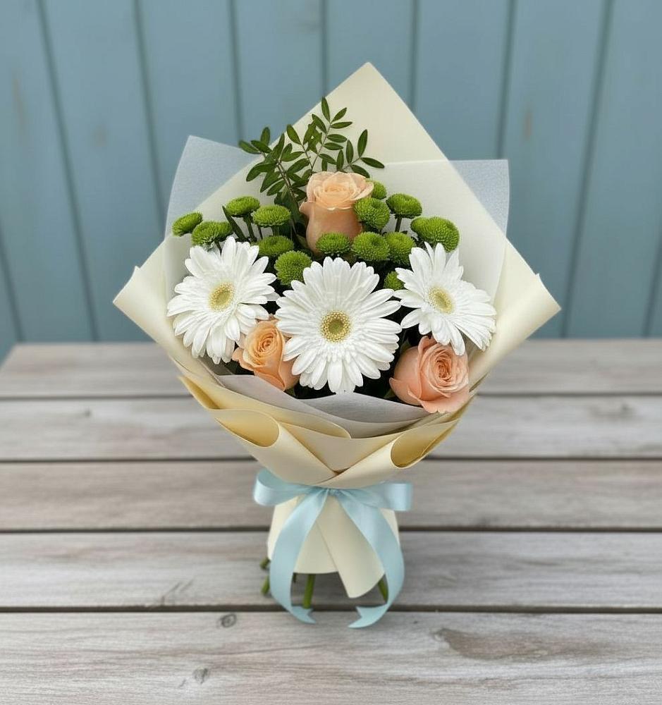 Букет цветов из: Герберы, Розы и Хризантемы в Солнечном Хабаровского края