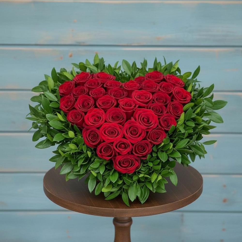 Цветочная композиция из Розы в виде сердца в Солнечном Хабаровского края