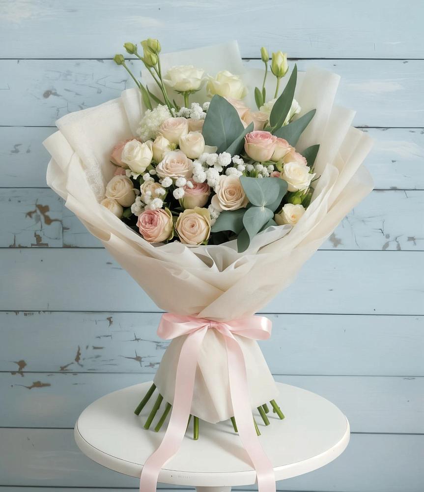 Букет цветов из: Розы и Лизиантусы в Солнечном Хабаровского края