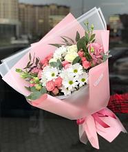 Букет цветов из:  Розы, Лизиантусы и Хризантемы в Солнечном Хабаровского края