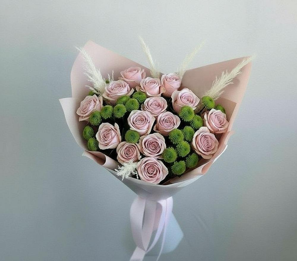 Букет цветов из: Розы и Хризантемы в Солнечном Хабаровского края