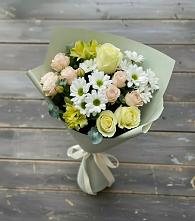 Букет цветов из:  Альстромерии, Розы и Хризантемы в Солнечном Хабаровского края