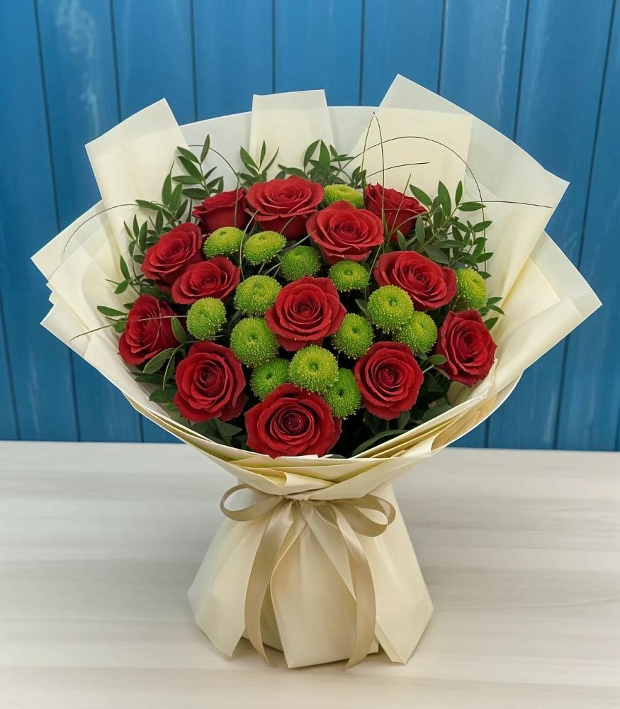 Букет цветов из: Розы и Хризантемы в Солнечном Хабаровского края